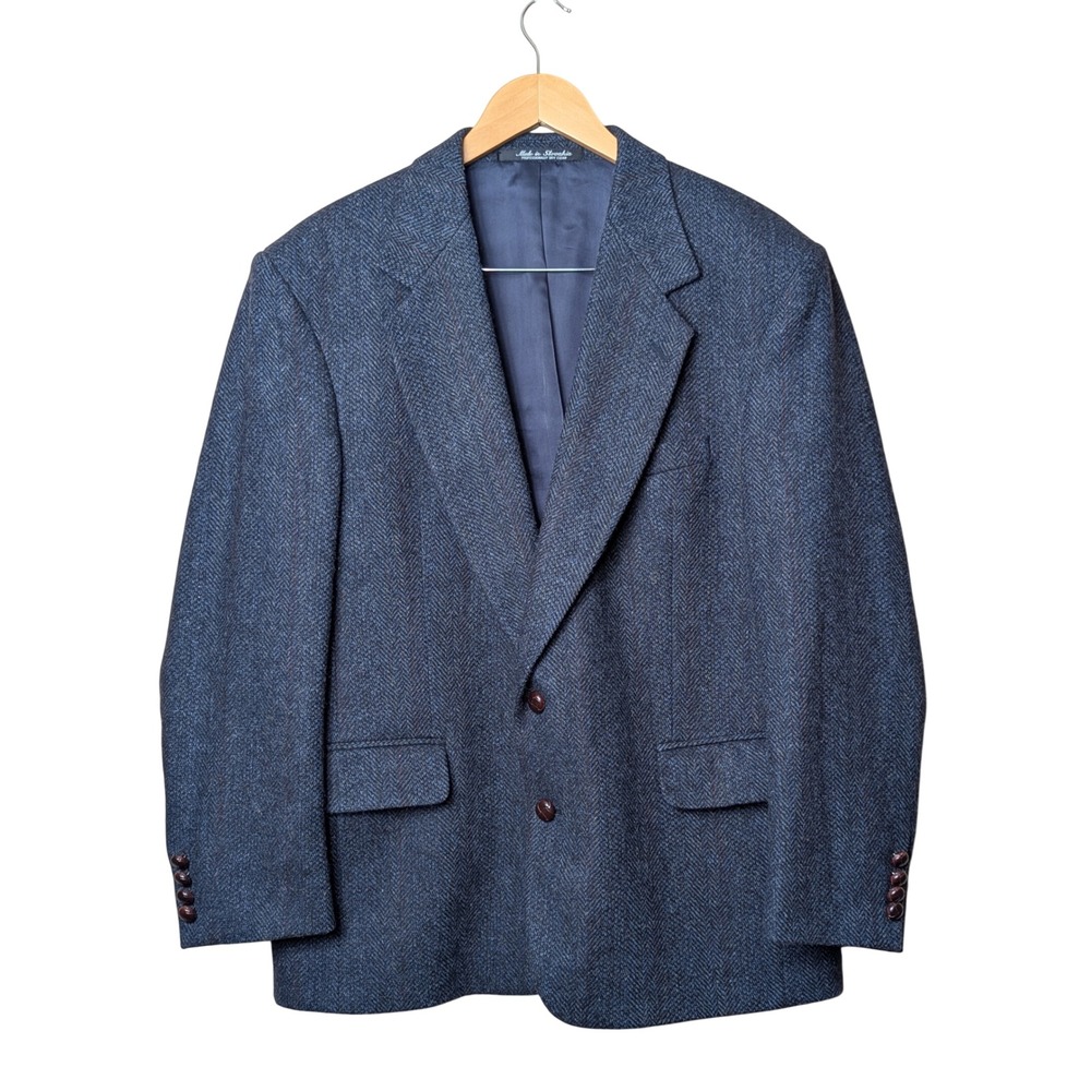 Robert Stock Blazer Mens 42S Blue Herringbone Wool Sport Coat Jacket 6544AX